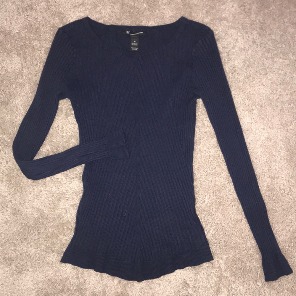 Blue stretchy ribbed shirt